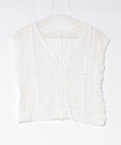 ammy.（エイミードット）の「【 ammy. / エイミードット 】 フラワー クロシェ フレンチスリーブ ニット（ベスト・レディース・ホワイト/ナチュラル・FREE）」の6枚目の写真
