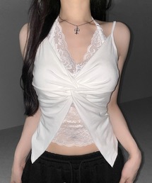 me+em select（ミームセレクト）の「【 ３color】レースレイヤードクロスデザインキャミソール ／ lace layered cross design camisole（キャミソール）」