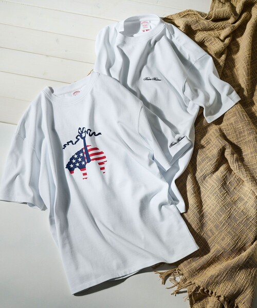 BROOKS BROTHERS（ブルックスブラザーズ）の「【アメリカ建国250th記念】 USAコットンジャージー　ヘビーウェイト　星条旗GFロゴ　Tシャツ（Tシャツ/カットソー・メンズ・ネイビー/ホワイト・SMALL/MEDIUM/LARGE）」の11枚目の写真