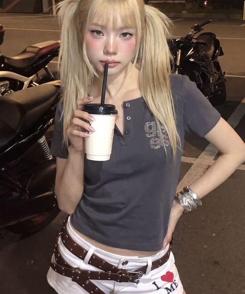 GRAVER（グレーバー）の「[ユニセックス]スモール GRAE-S CAMO ヘンリーネック半袖Tシャツ_2カラー（Tシャツ/カットソー・レディース・チャコールグレー/Beige・MEDIUM/LARGE）」の9枚目の写真