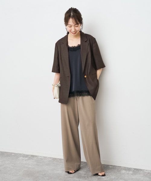 Spick & Span(スピックアンドスパン)の「《追加2 / セットアップ可》ライトドライクロスシングルブレストジャケット(テーラードジャケット・レディース・ブラウン/ネイビー・38/36)」の4枚目の写真