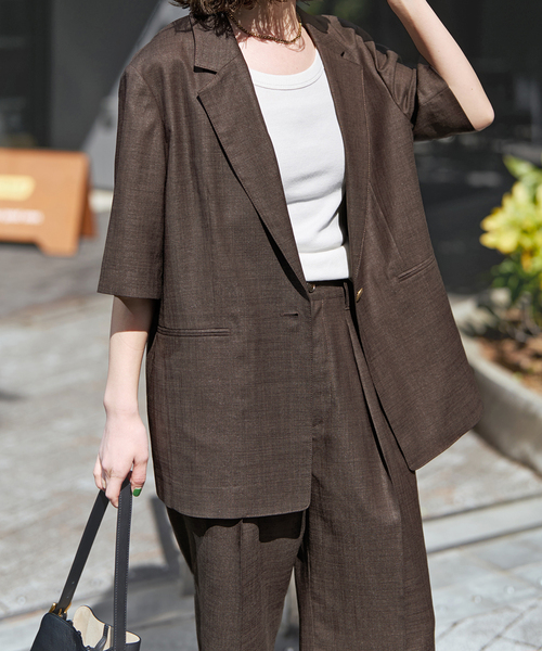 Spick & Span(スピックアンドスパン)の「《追加2 / セットアップ可》ライトドライクロスシングルブレストジャケット(テーラードジャケット・レディース・ブラウン/ネイビー・38/36)」の11枚目の写真
