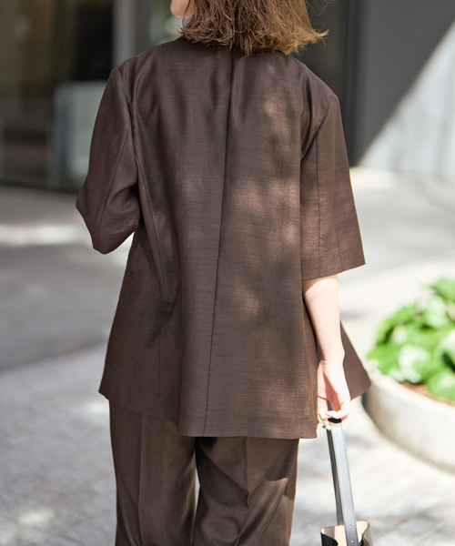Spick & Span(スピックアンドスパン)の「《追加2 / セットアップ可》ライトドライクロスシングルブレストジャケット(テーラードジャケット・レディース・ブラウン/ネイビー・38/36)」の12枚目の写真