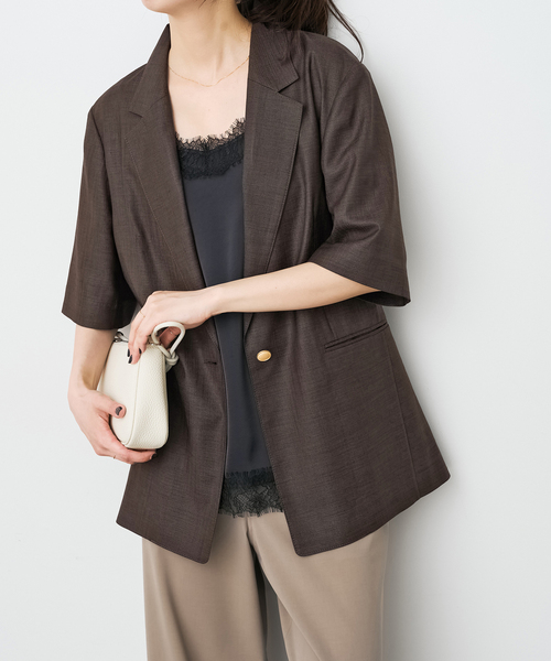 Spick & Span(スピックアンドスパン)の「《追加2 / セットアップ可》ライトドライクロスシングルブレストジャケット(テーラードジャケット・レディース・ブラウン/ネイビー・38/36)」の15枚目の写真