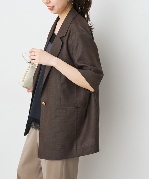 Spick & Span(スピックアンドスパン)の「《追加2 / セットアップ可》ライトドライクロスシングルブレストジャケット(テーラードジャケット・レディース・ブラウン/ネイビー・38/36)」の16枚目の写真