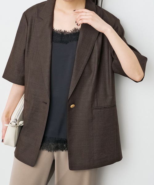 Spick & Span(スピックアンドスパン)の「《追加2 / セットアップ可》ライトドライクロスシングルブレストジャケット(テーラードジャケット・レディース・ブラウン/ネイビー・38/36)」の18枚目の写真