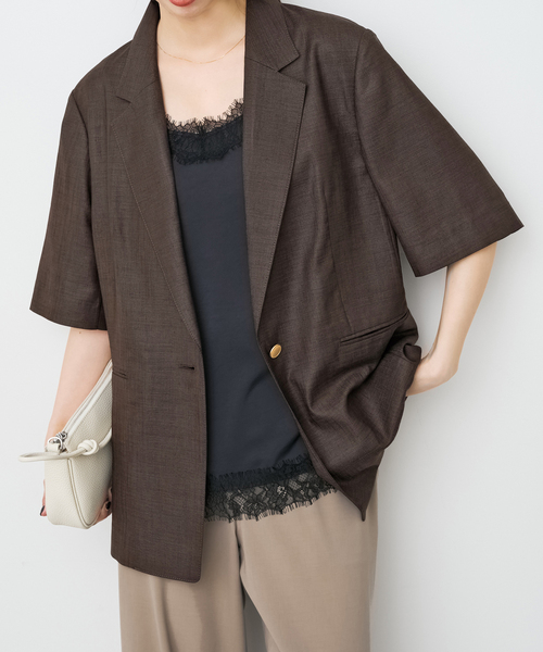 Spick & Span(スピックアンドスパン)の「《追加2 / セットアップ可》ライトドライクロスシングルブレストジャケット(テーラードジャケット・レディース・ブラウン/ネイビー・38/36)」の19枚目の写真