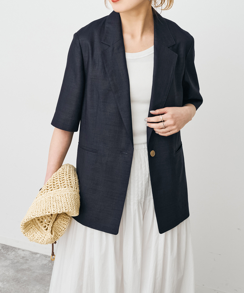 Spick & Span(スピックアンドスパン)の「《追加2 / セットアップ可》ライトドライクロスシングルブレストジャケット(テーラードジャケット・レディース・ブラウン/ネイビー・38/36)」の22枚目の写真