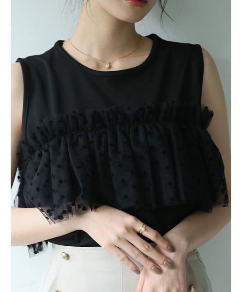 fifth(フィフス)の「ドットチュールドッキングノースリーブプルオーバー(Tシャツ/カットソー・レディース・ブラック/ホワイト・M)」の11枚目の写真