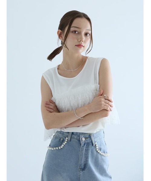 fifth(フィフス)の「ドットチュールドッキングノースリーブプルオーバー(Tシャツ/カットソー・レディース・ブラック/ホワイト・M)」の15枚目の写真