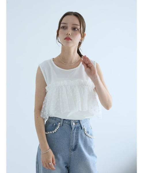fifth(フィフス)の「ドットチュールドッキングノースリーブプルオーバー(Tシャツ/カットソー・レディース・ブラック/ホワイト・M)」の16枚目の写真