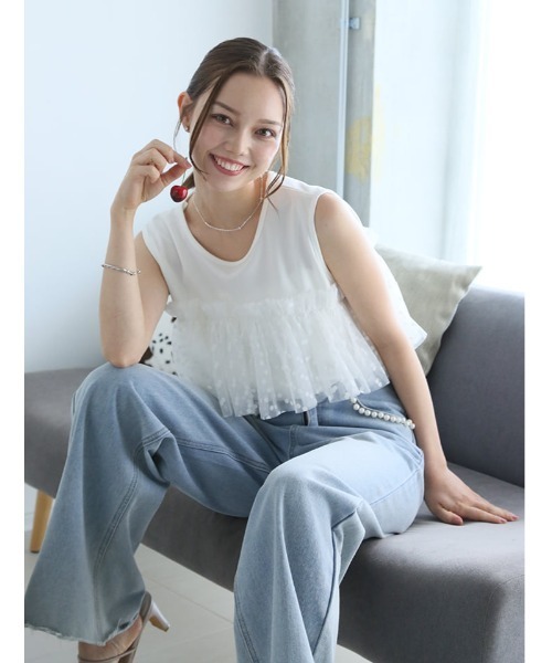 fifth(フィフス)の「ドットチュールドッキングノースリーブプルオーバー(Tシャツ/カットソー・レディース・ブラック/ホワイト・M)」の12枚目の写真