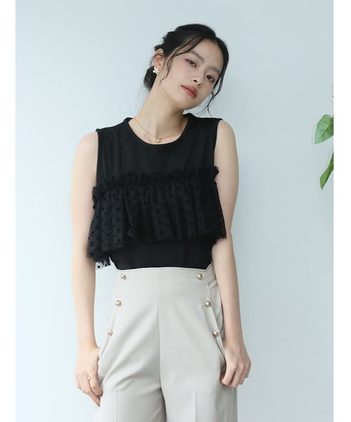 fifth(フィフス)の「ドットチュールドッキングノースリーブプルオーバー(Tシャツ/カットソー・レディース・ブラック/ホワイト・M)」の3枚目の写真