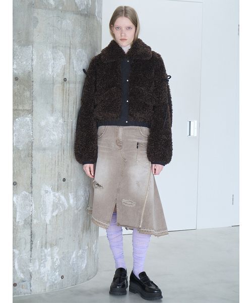 SORIN(ソリン )の「Asymmetric Denim Skirt / アシメトリックデニムスカート(スカート・レディース・インディゴブルー/ブラウン・36/38)」の11枚目の写真