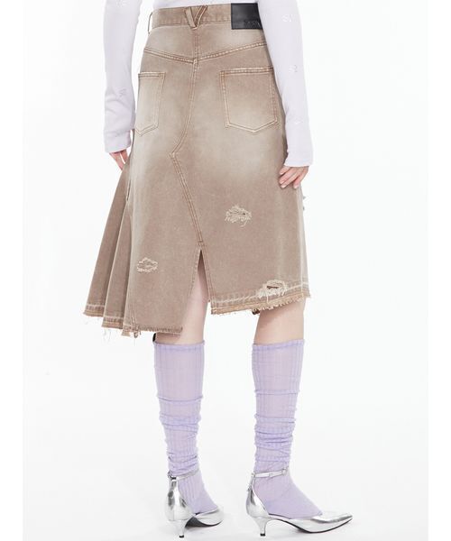 SORIN(ソリン )の「Asymmetric Denim Skirt / アシメトリックデニムスカート(スカート・レディース・インディゴブルー/ブラウン・36/38)」の14枚目の写真