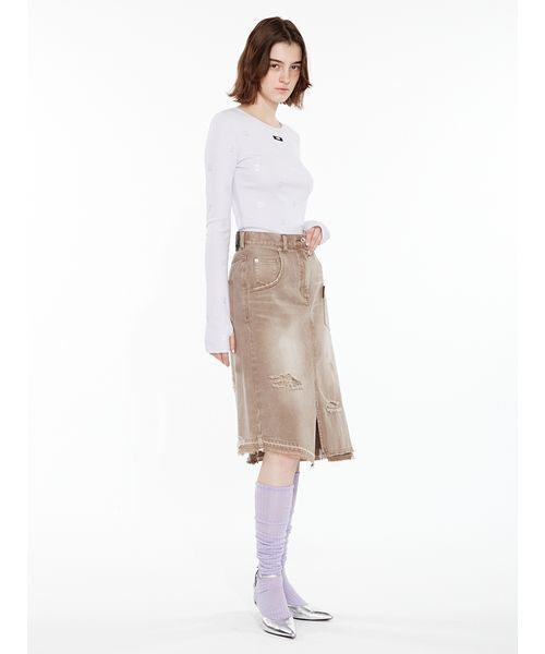 SORIN(ソリン )の「Asymmetric Denim Skirt / アシメトリックデニムスカート(スカート・レディース・インディゴブルー/ブラウン・36/38)」の17枚目の写真