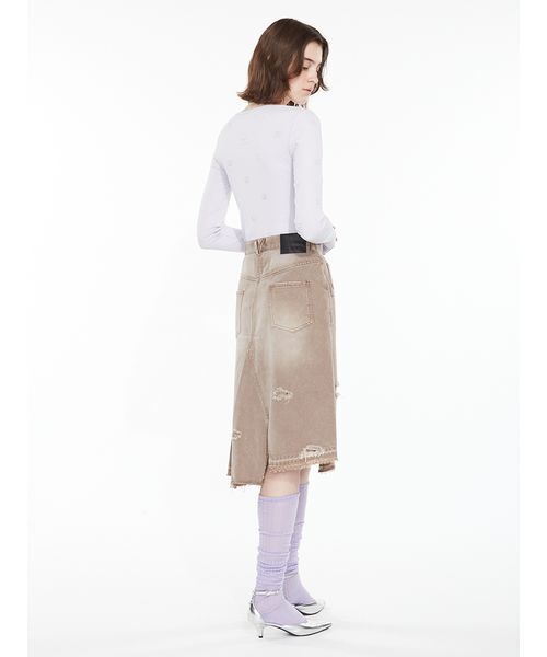 SORIN(ソリン )の「Asymmetric Denim Skirt / アシメトリックデニムスカート(スカート・レディース・インディゴブルー/ブラウン・36/38)」の19枚目の写真