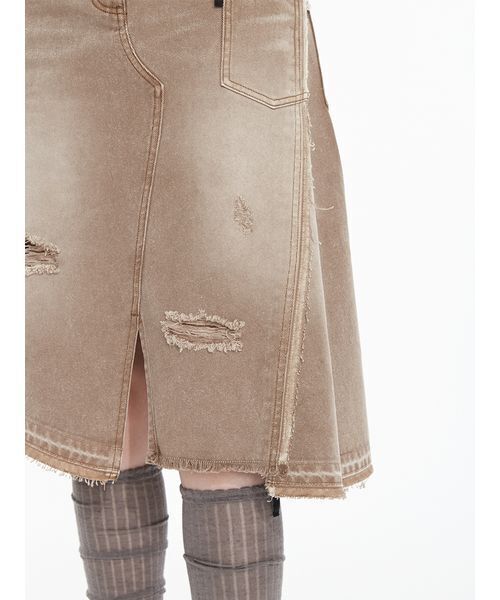 SORIN(ソリン )の「Asymmetric Denim Skirt / アシメトリックデニムスカート(スカート・レディース・インディゴブルー/ブラウン・36/38)」の16枚目の写真