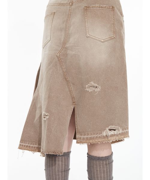 SORIN(ソリン )の「Asymmetric Denim Skirt / アシメトリックデニムスカート(スカート・レディース・インディゴブルー/ブラウン・36/38)」の17枚目の写真