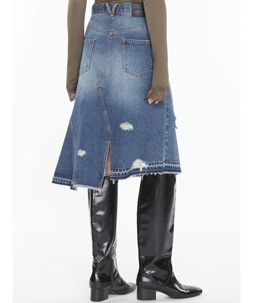 SORIN(ソリン )の「Asymmetric Denim Skirt / アシメトリックデニムスカート(スカート・レディース・インディゴブルー/ブラウン・36/38)」の22枚目の写真