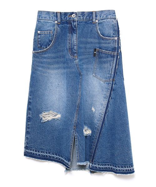 SORIN(ソリン )の「Asymmetric Denim Skirt / アシメトリックデニムスカート(スカート・レディース・インディゴブルー/ブラウン・36/38)」の8枚目の写真