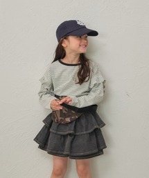 pairmanon（ペアマノン）の「【綿100%】肩フリルボーダーロンT（Tシャツ/カットソー）」