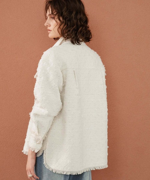 ELFRANK(エルフランク)の「【2026AW】【M~Lサイズ展開】リボンツイードシャツジャケット《着用動画あり》(テーラードジャケット・レディース・オフホワイト/ブラック・M/L)」の7枚目の写真