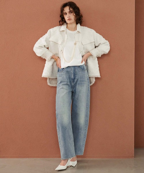 ELFRANK(エルフランク)の「【2026AW】【M~Lサイズ展開】リボンツイードシャツジャケット《着用動画あり》(テーラードジャケット・レディース・オフホワイト/ブラック・M/L)」の8枚目の写真