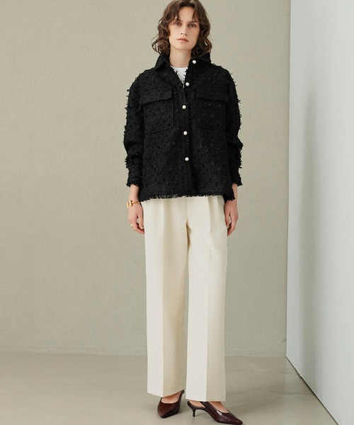 ELFRANK(エルフランク)の「【2026AW】【M~Lサイズ展開】リボンツイードシャツジャケット《着用動画あり》(テーラードジャケット・レディース・オフホワイト/ブラック・M/L)」の15枚目の写真