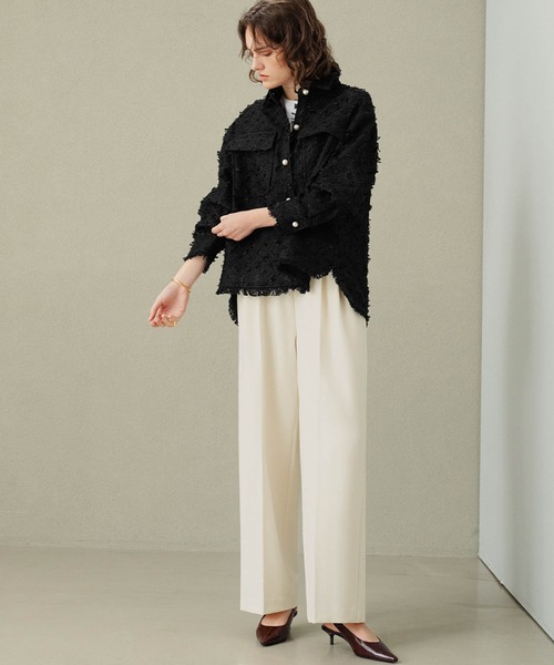 ELFRANK(エルフランク)の「【2026AW】【M~Lサイズ展開】リボンツイードシャツジャケット《着用動画あり》(テーラードジャケット・レディース・オフホワイト/ブラック・M/L)」の16枚目の写真