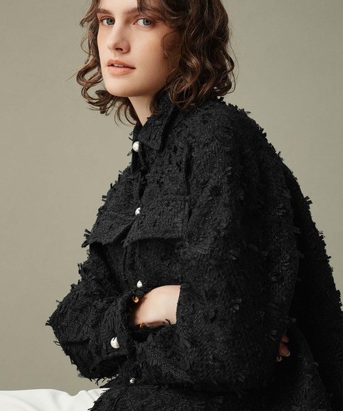 ELFRANK(エルフランク)の「【2026AW】【M~Lサイズ展開】リボンツイードシャツジャケット《着用動画あり》(テーラードジャケット・レディース・オフホワイト/ブラック・M/L)」の17枚目の写真