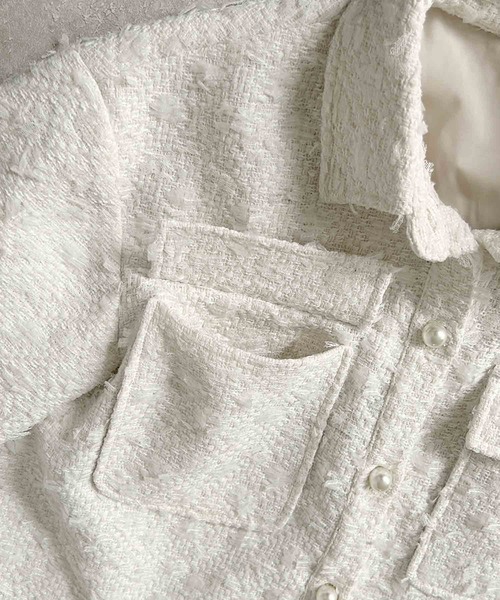 ELFRANK(エルフランク)の「【2026AW】【M~Lサイズ展開】リボンツイードシャツジャケット《着用動画あり》(テーラードジャケット・レディース・オフホワイト/ブラック・M/L)」の19枚目の写真