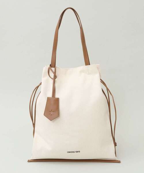 CONVERSE TOKYO（コンバーストウキョウ）の「CANVAS GATHERED TOTE BAG（トートバッグ・レディース・ブラック/ベージュ・FREE）」の11枚目の写真