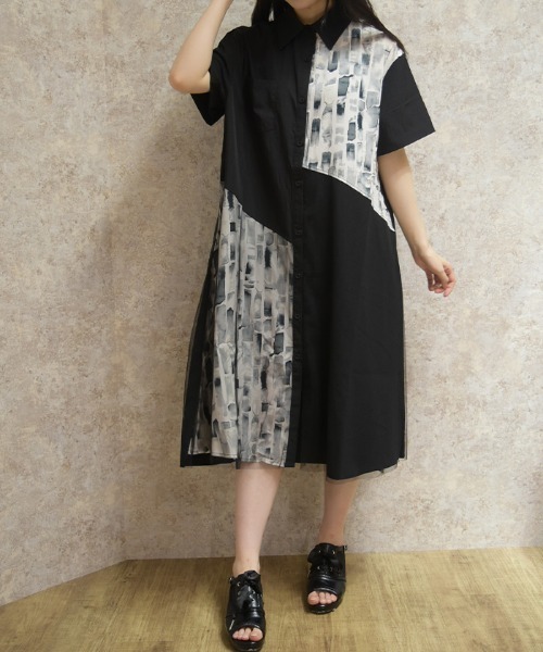 axes femme(アクシーズファム)の「チュール重ねシャツワンピース(ワンピース・レディース・ネイビー/ブラック・FREE)」の2枚目の写真