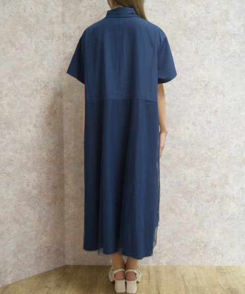axes femme(アクシーズファム)の「チュール重ねシャツワンピース(ワンピース・レディース・ネイビー・FREE)」の14枚目の写真