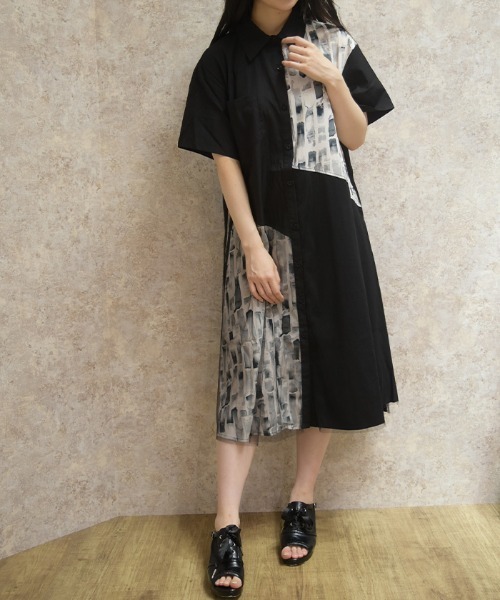 axes femme(アクシーズファム)の「チュール重ねシャツワンピース(ワンピース・レディース・ネイビー・FREE)」の16枚目の写真