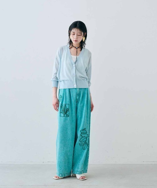 MEDE19F(メデジュウキュウ)の「MEDE19F 麻混シアーカーディガン(カーディガン/ボレロ・レディース・ライトピンク/ライトブルー/ブラック・M/L/LL/3L)」の4枚目の写真