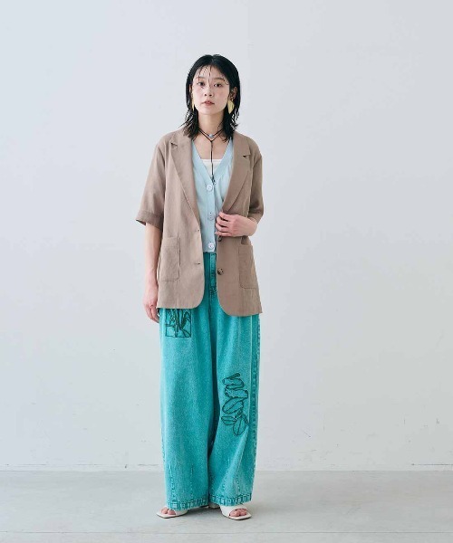 MEDE19F(メデジュウキュウ)の「MEDE19F 麻混シアーカーディガン(カーディガン/ボレロ・レディース・ライトピンク/ライトブルー/ブラック・M/L/LL/3L)」の8枚目の写真