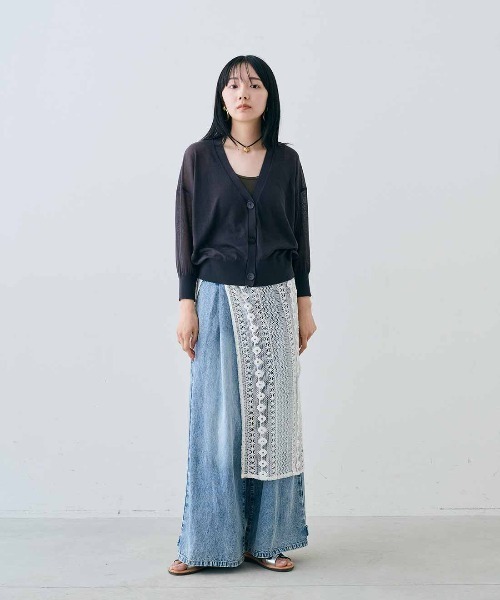 MEDE19F(メデジュウキュウ)の「MEDE19F 麻混シアーカーディガン(カーディガン/ボレロ・レディース・ライトピンク/ライトブルー/ブラック・M/L/LL/3L)」の9枚目の写真