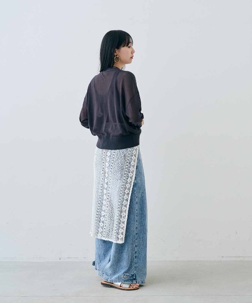 MEDE19F(メデジュウキュウ)の「MEDE19F 麻混シアーカーディガン(カーディガン/ボレロ・レディース・ライトピンク/ライトブルー/ブラック・M/L/LL/3L)」の10枚目の写真