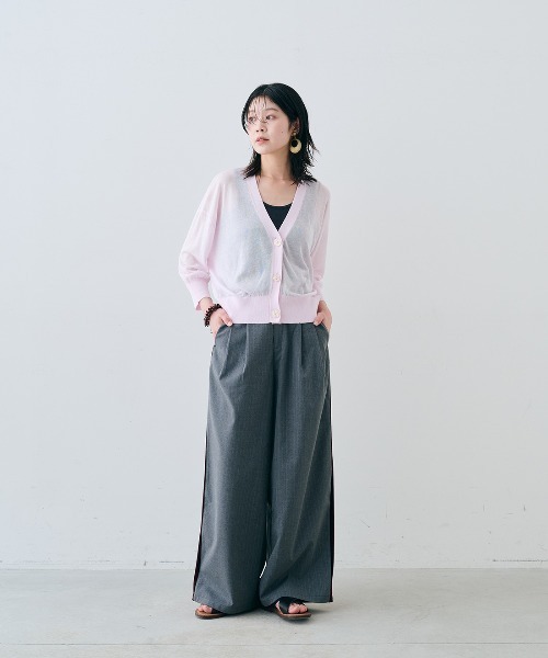 MEDE19F(メデジュウキュウ)の「MEDE19F 麻混シアーカーディガン(カーディガン/ボレロ・レディース・ライトピンク/ライトブルー/ブラック・M/L/LL/3L)」の13枚目の写真
