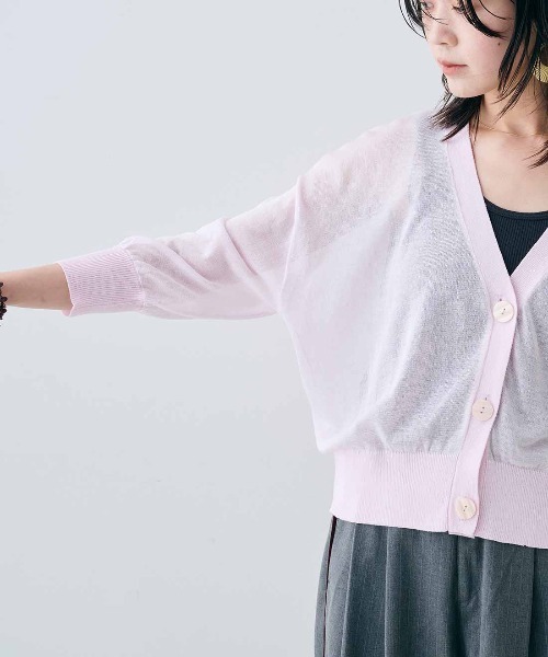 MEDE19F(メデジュウキュウ)の「MEDE19F 麻混シアーカーディガン(カーディガン/ボレロ・レディース・ライトピンク/ライトブルー/ブラック・M/L/LL/3L)」の18枚目の写真