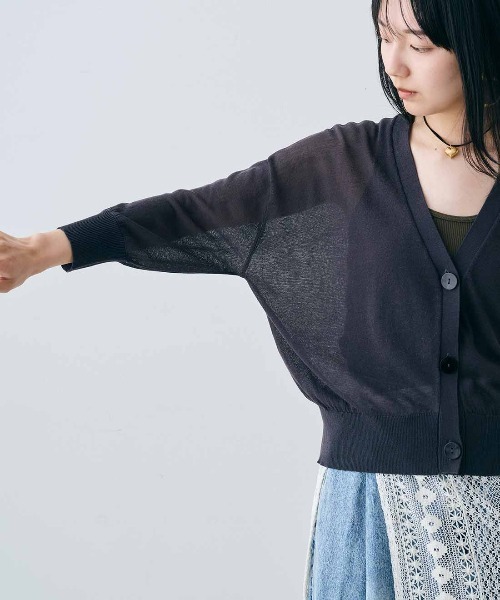 MEDE19F(メデジュウキュウ)の「MEDE19F 麻混シアーカーディガン(カーディガン/ボレロ・レディース・ライトピンク/ライトブルー/ブラック・M/L/LL/3L)」の17枚目の写真