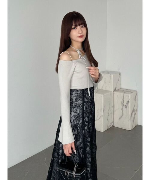 MERCURYDUO(マーキュリーデュオ)の「2WAYパールチェーンカットアウトニット(ニット/セーター・レディース・ベージュ/ブラック/ミント/ブラウン・FREE)」の19枚目の写真