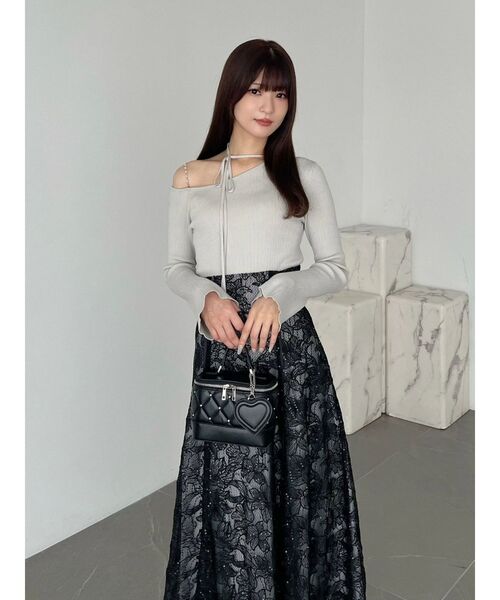MERCURYDUO(マーキュリーデュオ)の「2WAYパールチェーンカットアウトニット(ニット/セーター・レディース・ベージュ/ブラック/ミント/ブラウン・FREE)」の20枚目の写真
