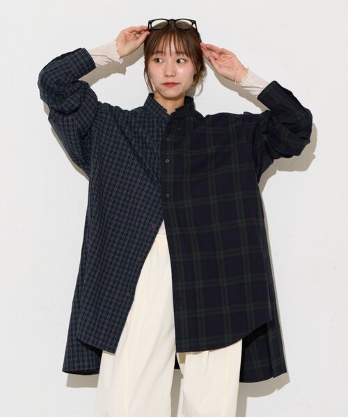 etsinta(エシンタ)の「【etsinta】リメイクオーバーシャツ(シャツ/ブラウス・レディース・ダークブルー/ブラウン/ネイビー・ONE SIZE)」の3枚目の写真
