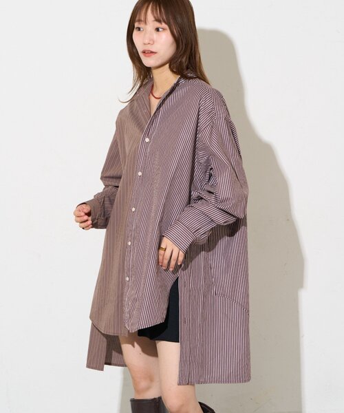 etsinta(エシンタ)の「【etsinta】リメイクオーバーシャツ(シャツ/ブラウス・レディース・ダークブルー/ブラウン/ネイビー・ONE SIZE)」の5枚目の写真