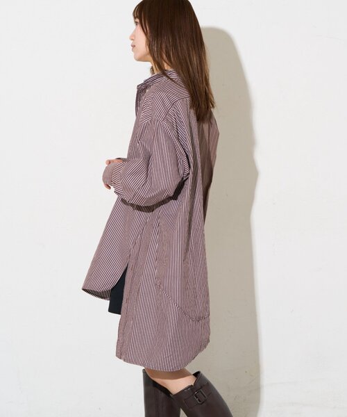 etsinta(エシンタ)の「【etsinta】リメイクオーバーシャツ(シャツ/ブラウス・レディース・ダークブルー/ブラウン/ネイビー・ONE SIZE)」の8枚目の写真