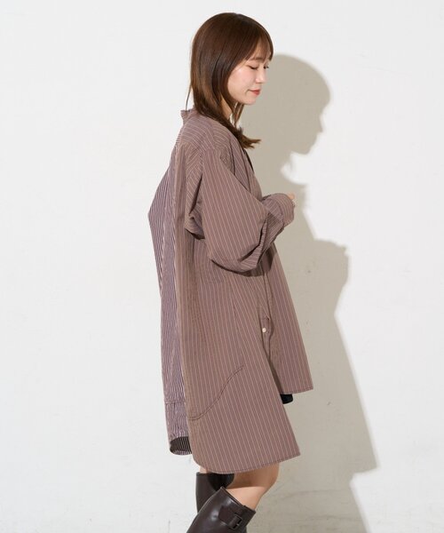 etsinta(エシンタ)の「【etsinta】リメイクオーバーシャツ(シャツ/ブラウス・レディース・ダークブルー/ブラウン/ネイビー・ONE SIZE)」の9枚目の写真