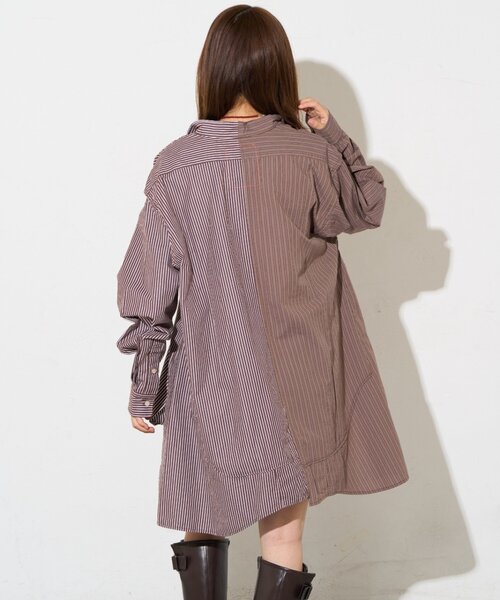 etsinta(エシンタ)の「【etsinta】リメイクオーバーシャツ(シャツ/ブラウス・レディース・ダークブルー/ブラウン/ネイビー・ONE SIZE)」の10枚目の写真